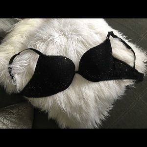Black sequined push up bra